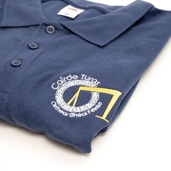 Mens navy blue Cairde Turas cotton polo t-shirt for sale by Journey East bus and walking tours in Belfast Northern Ireland - photo 1172