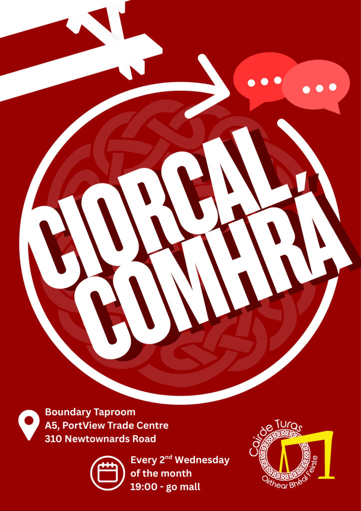 Ciorcal comhrá poster for Boundary Brewery on 2nd Wednesday of every month